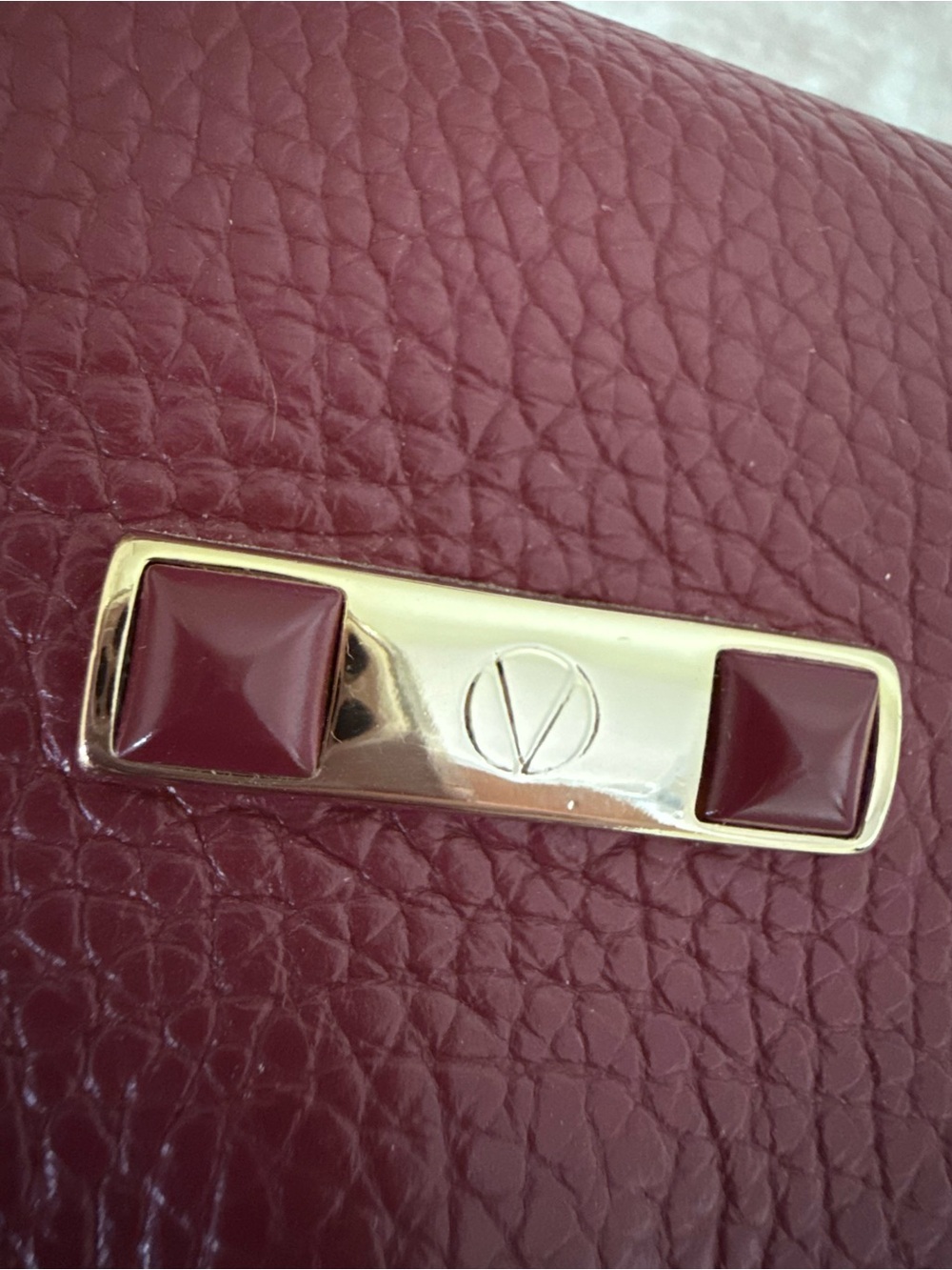 Valentino By Mario Valentino Salma Medallion Leather Crossbody in Burgundy - Picture 11 of 11